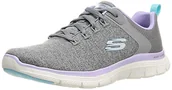 Sneakersy damskie - Skechers Damskie sneakersy Flex Appeal 4.0-Brilliant Vie, Szare dzianinowe wykończenie lawendowe z siatki, 37 EU - miniaturka - grafika 1