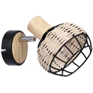 Lampy ścienne - Rustykalny kinkiet czarny + drewniany M4-R90 - miniaturka - grafika 1