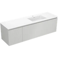 Szafki łazienkowe - Mexen Rivel szafka łazienkowa 160 cm z umywalką Otis prawą, 1S, 1D, ryflowana, szara mat/biała mat - 91A23-16047-3-BBFF62-W18P01 - miniaturka - grafika 1