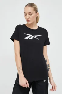Reebok t-shirt bawełniany kolor czarny - Koszulki sportowe damskie - miniaturka - grafika 1
