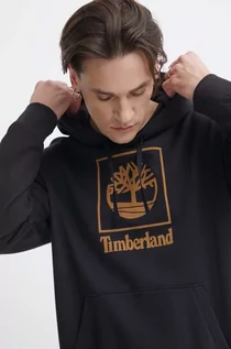 Bluzy męskie - Timberland bluza męska kolor czarny z kapturem z nadrukiem TB0A5QV60011 - grafika 1