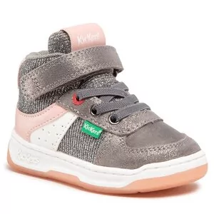 Buty dla dziewczynek - Sneakersy Kickers - Kickalien 910870-30 M Gris Rose Argent 123 - grafika 1