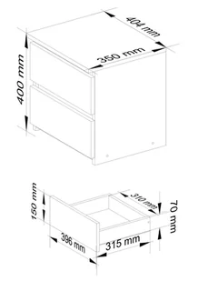 KOMODA CL2 2SZ CLP GRAFIT SZARY / BIAŁA - Komody - miniaturka - grafika 5