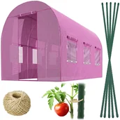 Szklarnie ogrodowe - Tunel foliowy ogrodowy szklarnia 2x3m tyczki 6m2 różowy Plonos - miniaturka - grafika 1