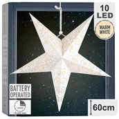 Ozdoby bożonarodzeniowe - Gwiazda świąteczna świecąca wisząca papierowa witraż srebrna 60 cm 10 led kod: O-839339 - miniaturka - grafika 1
