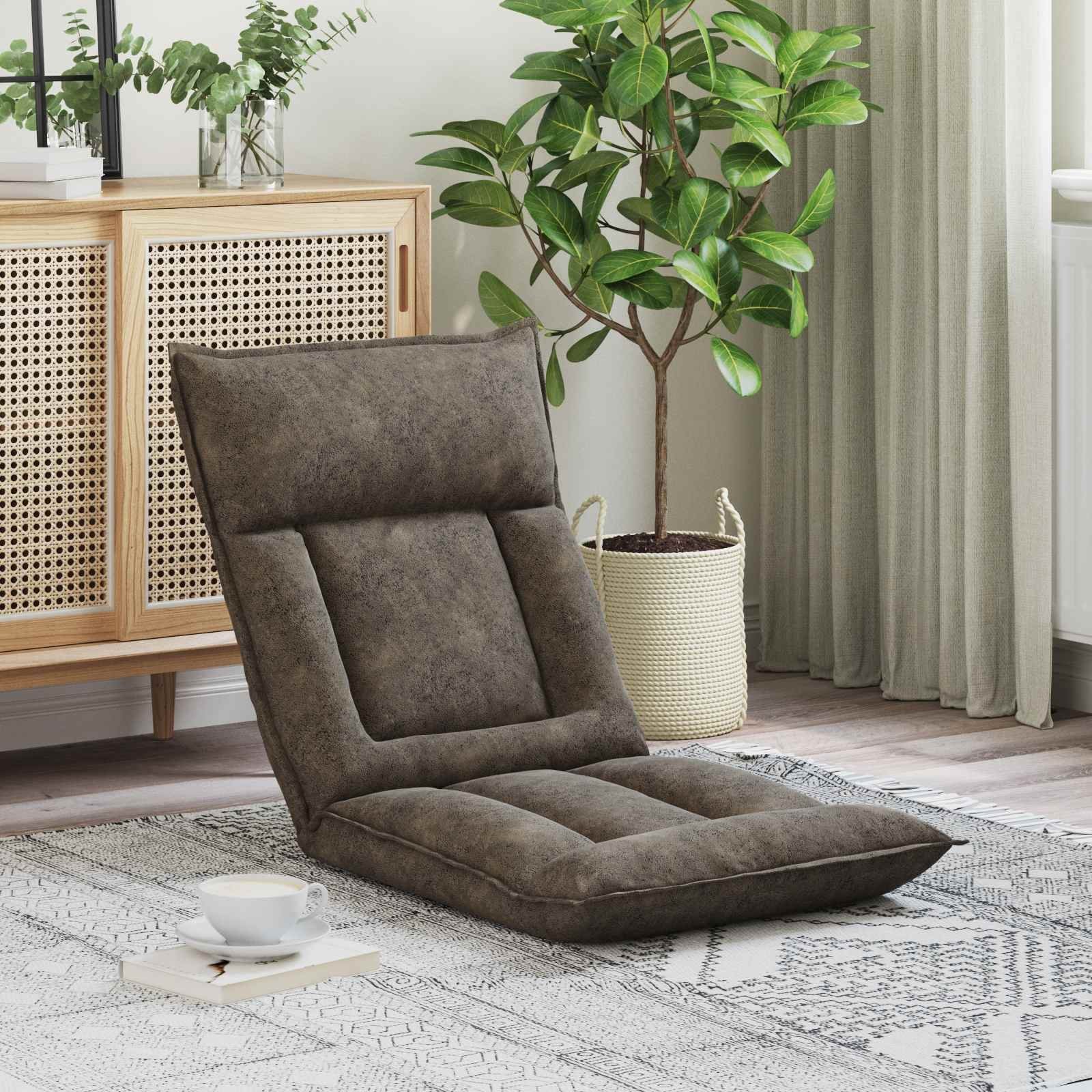 vidaXL vidaXL Krzesło na podłogę Ciemnoszary 55 x 61 x 70 cm tkanina