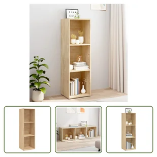 The Living Store Regał/szafka RTV dąb sonoma 36x30x114 cm Materiał drewnopochodny - Szafki RTV - miniaturka - grafika 1
