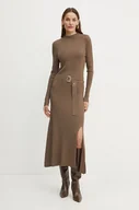 Sukienki - Karl Lagerfeld sukienka kolor brązowy maxi rozkloszowana 246W1321 - miniaturka - grafika 1
