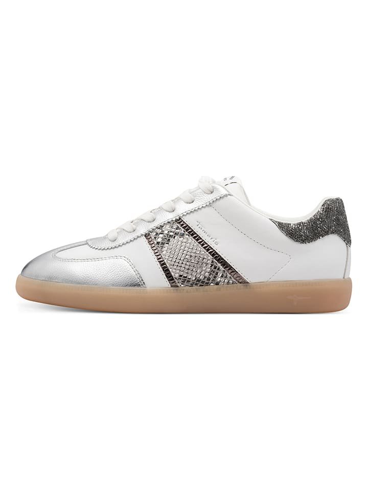 Tamaris Sneakersy w kolorze srebrno-białym