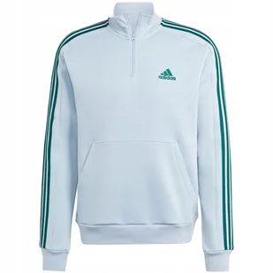 Bluza męska adidas Essentials Fleece 3-Stripes 1/4-Zip błękitna IJ8909 2XL - Bluzy męskie - miniaturka - grafika 1