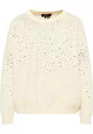 Swetry damskie - aleva Damski sweter z dzianiny 11019469-AL04, wełniany biały srebrny, XL/XXL, Wełna biała, srebrna, XL-XXL - miniaturka - grafika 1