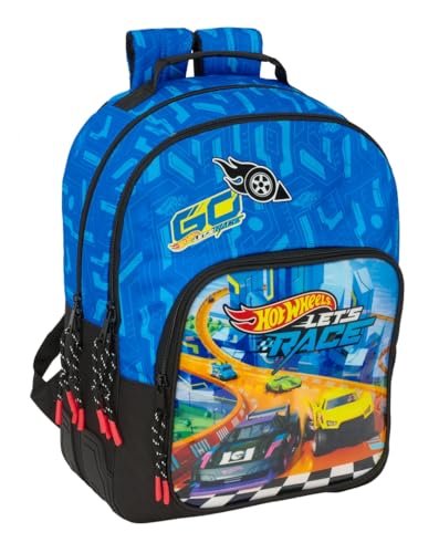 Safta HOT WHEELS LET'S RACE - Plecak szkolny dla dzieci w różnym wieku, wygodny i wszechstronny, jakość i wytrzymałość, 32 x 15 x 42 cm, Niebieski/czarny, M, Casual