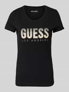 T-shirt z nadrukiem z logo - Koszulki i topy damskie - miniaturka - grafika 1