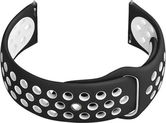 Pasek gumowy do smartwatch U11 - czarny/biały - 20mm
