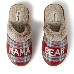 Kapcie damskie - Dearfoams Damskie kapcie Mama Bear Red Plaid, rozmiar M, czerwony w kratę, Medium - grafika 1