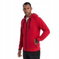 Bluzy męskie - Bluza męska rozpinana z kapturem czerwona V6 OM-SSZP-0124 S - miniaturka - grafika 1