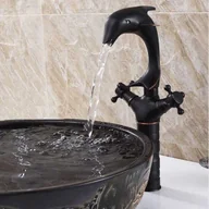 Baterie umywalkowe - Bateria umywalkowa retro DELPHINA czarna - miniaturka - grafika 1