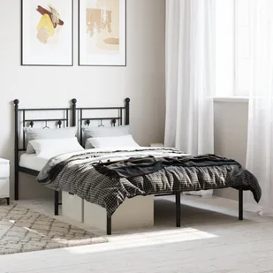 vidaXL vidaXL Metalowa rama łóżka z wezgłowiem, czarna, 120x200 cm - Łóżka - miniaturka - grafika 1