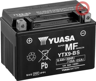 Akumulator AGM/Rozruchowy/Suchoładowany z elektrolitem YUASA 12V 8 4Ah 135A L+ Bezobsługowy elektrolit w zestawie 152x87x107mm Suchoładowany z elektrolitem YTX9-BS - Ładowarki i akumulatory - miniaturka - grafika 1