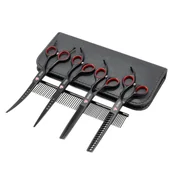 Maszynki i nożyczki dla psów - Nożyczki do strzyżenia RAGI 4szt, czarne - miniaturka - grafika 1