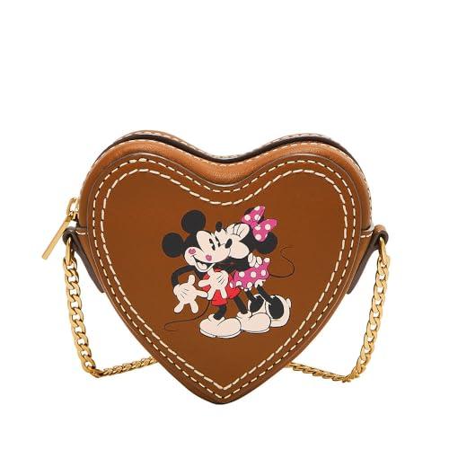 Fossil Damska torba Mickey and Friends brązowa skóra mini torebka SL10052216, brązowy, S, casual