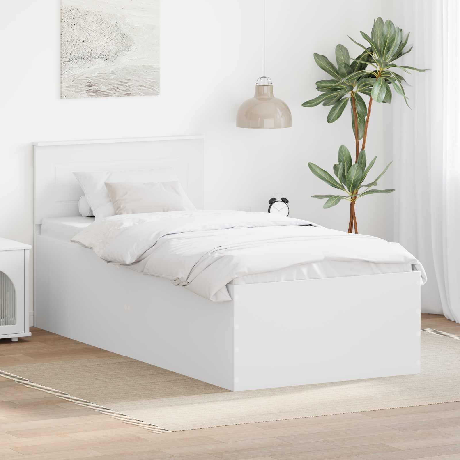 vidaXL Ramka łóżka Biały 75 x 190 cm Materiał drewnopochodny