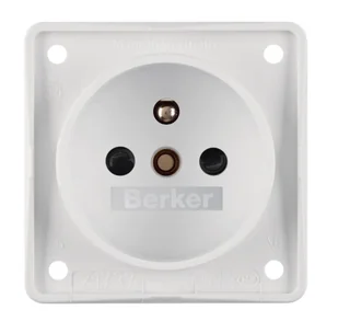Hager Polo Integro Flow Gniazdo z/u z przesłonami styków biały mat 0961952502 0961952502 - Gniazdka elektryczne - miniaturka - grafika 1