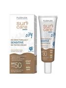 Balsamy i kremy do opalania - Flos-Lek Laboratorium, Sun Care Derma City, krem tonujący BB Sensitive SPF50+, skóra wrażliwa i sucha, 30ml - miniaturka - grafika 1