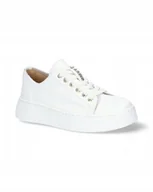 Półbuty damskie - Białe półbuty sneakersy Karino 5400/010 skóra modne platforma modne r.38 - miniaturka - grafika 1
