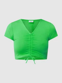 Koszulki i topy damskie - T-shirt krótki z marszczeniami model ‘Asta’ - grafika 1
