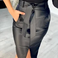 Spódnice - TEMU Elegancka Sukienka z Rozcięciem dla Kobiet - Wysokie Rozcięcie, Elastyczna Sukienka na Wszystkie Pory Roku na Przyjęcia, Śluby i Galowe - miniaturka - grafika 1