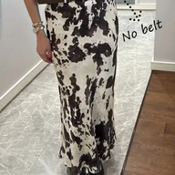 Spódnice - TEMU Elegancka spódnica satynowa z wysokim stanem i nadrukiem Całoroczna, idealna na imprezy, wakacje, ulicę, dojazdy do pracy, wydarzenia - miniaturka - grafika 1