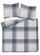 Pościel - Pościel satynowa 200x220 5218a szara kratka - miniaturka - grafika 1