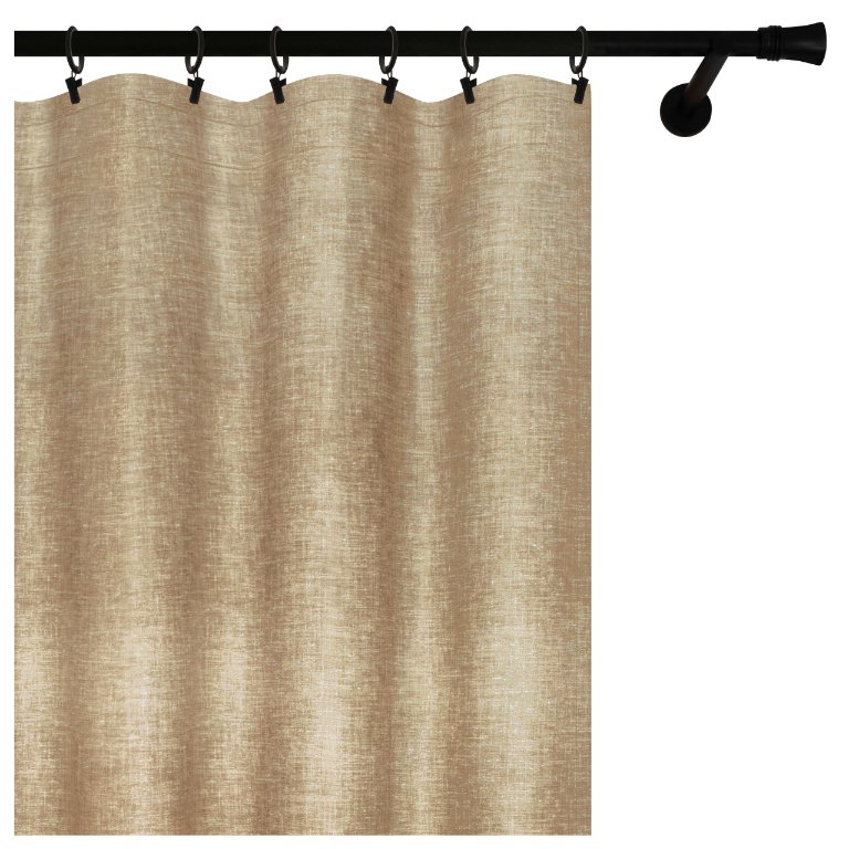 Voppi Beżowa zasłona dekoracyjna na żabki 140 x 230 cm zasłona okienna z materiału o wyglądzie lnu
