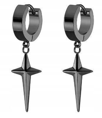 HUGGIE Kolczyki Do Uszu Ze STALI Krzyż Krzyżyk Gothic Punk Rock