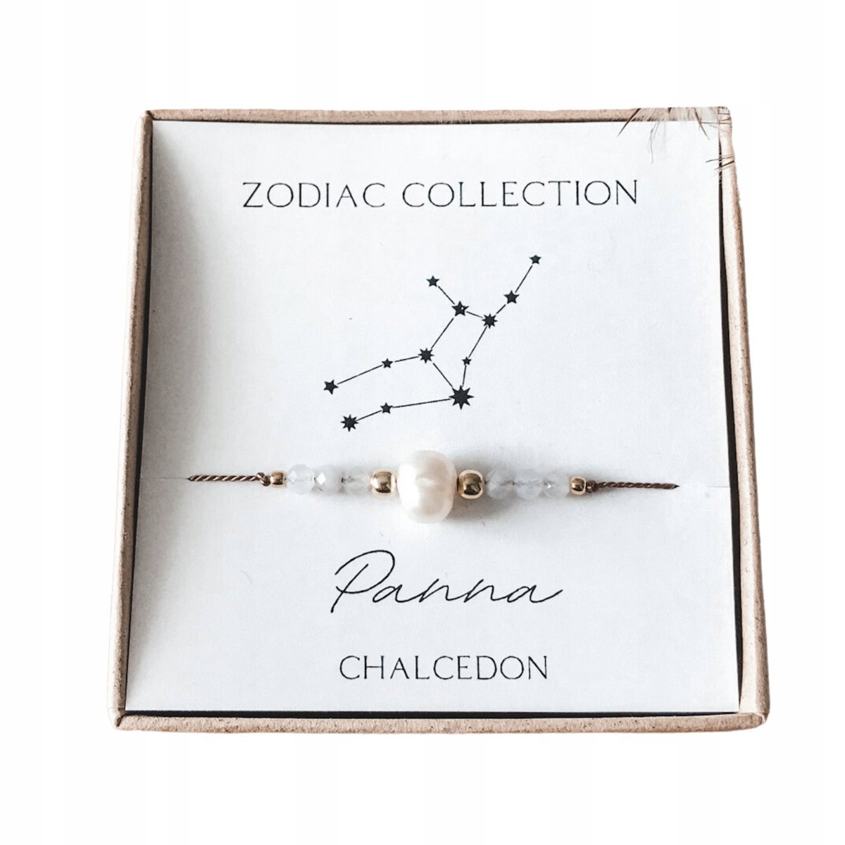 Bransoletka amulet znak zodiaku Panna chalcedon, talizman dla kobiety