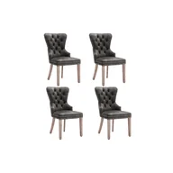 Krzesła - Krzesło do jadalni z aksamitu z nogami z litego drewna, wyściełanym siedziskiem, oparciem w stylu retro i ozdobnym dzwonkiem - miniaturka - grafika 1