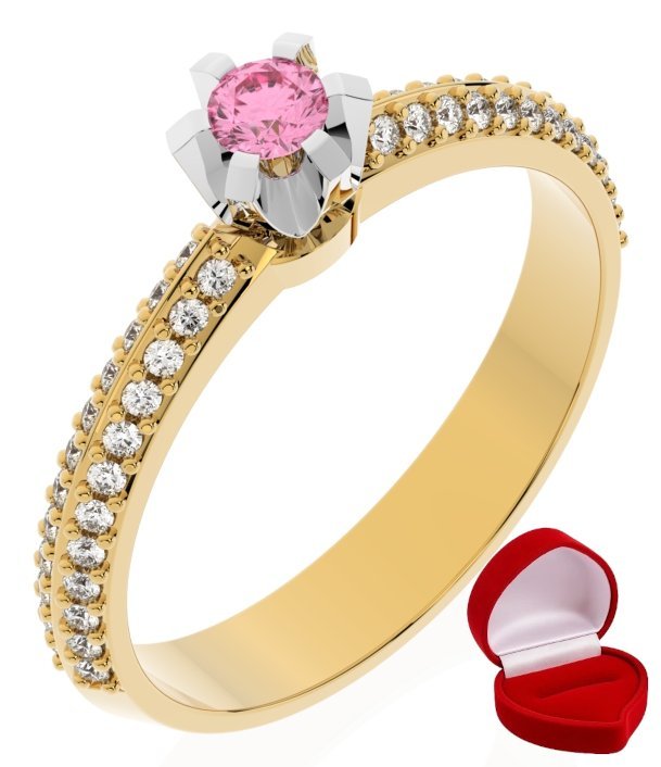 ZŁOTY PIERŚCIONEK ZARĘCZYNOWY 585 14k SZAFIR 0,09 ct + PUDEŁKO R16