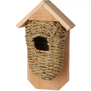 Budka dla ptaków z trawy morskiej, 14,5 x 26 x 9,3 cm, natural - Karmniki dla ptaków - miniaturka - grafika 1