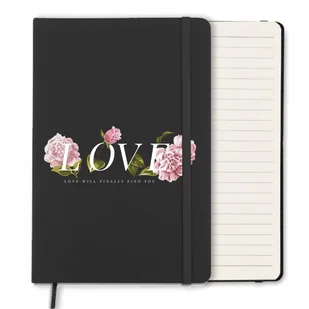 NOTES A5 CZARNY Notatnik KWIATY MIŁOŚĆ Wzory - Zeszyty szkolne - miniaturka - grafika 1