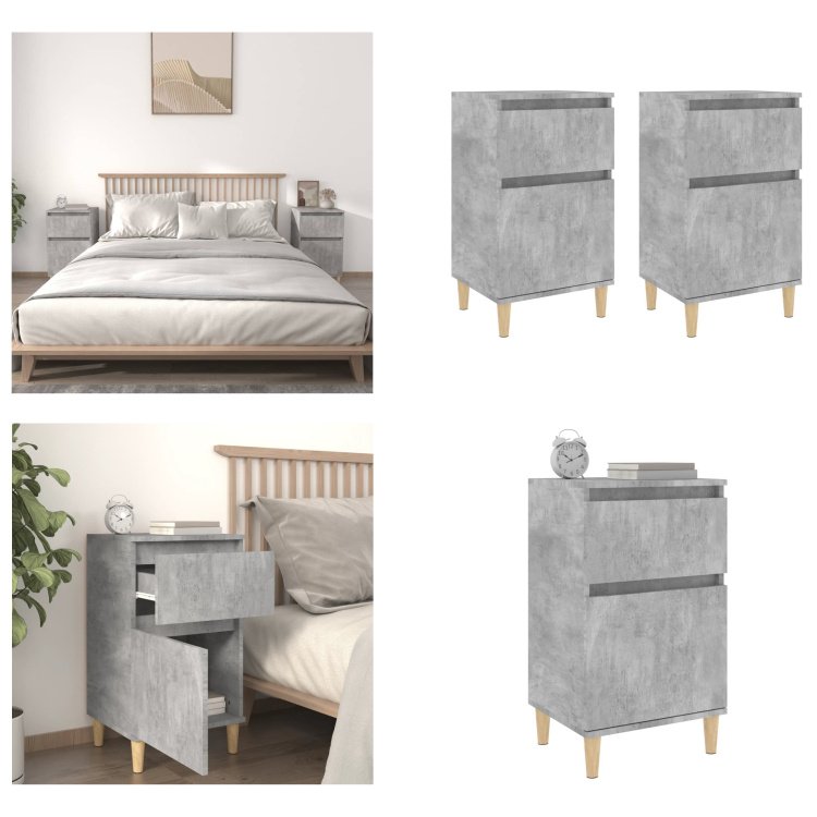 vidaXL Szafki nocne 2 szt. Beton szary 40x35x70 cm - Stolik nocny - Szafki nocne - Szafka - Szafka nocna