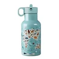 Bidony dla dzieci - Chic-Mic Butelka termiczna z dwoma nakrętkami dla dzieci mapa zwierząt 350 ml - miniaturka - grafika 1