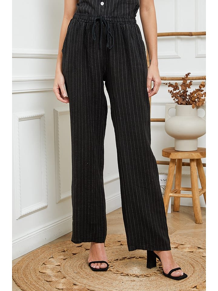 Joséfine Lniane spodnie w kolorze czarnym