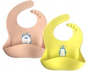 Śliniaki i fartuszki - Silikonowe Śliniaki Dla Dzieci 2 Szt Beżowy I Żółt - miniaturka - grafika 1