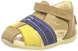 Buty dla dziewczynek - Kickers Bigbazar-2 Unisex dziecko Sandały, Beżowy, granatowy żółty, 23 EU - grafika 1