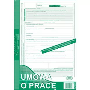 DRUK 500-1K UMOWA O PRACĘ A4 - Druki akcydensowe - miniaturka - grafika 1