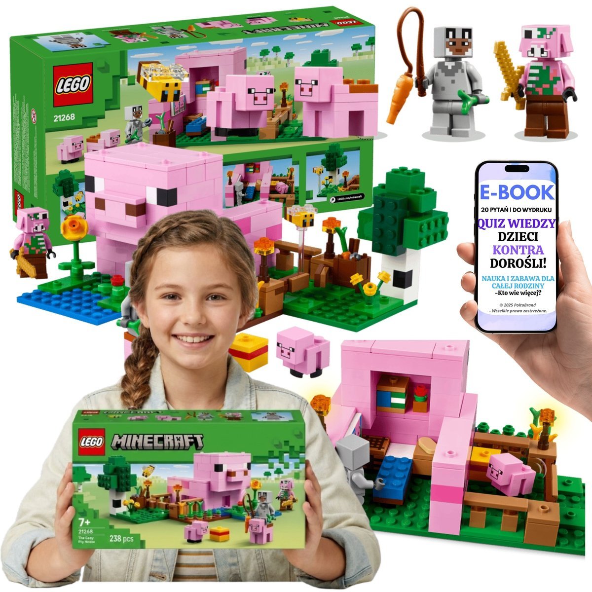 LEGO MINECRAFT FARMA Domek Świnki 21268 Zwierzęta Minecraft + E-BOOK-2