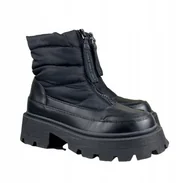 Botki damskie - ONLY CZARNE BOTKI ZIMOWE PIKOWANE NA PODESZWIE KLOCKU 37 T7D - miniaturka - grafika 1