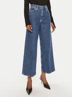 Spodnie damskie - Calvin Klein Jeansy K20K207267 Granatowy Wide Leg - miniaturka - grafika 1