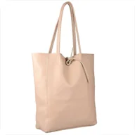 Torebki damskie - Torebka skórzana super lekka shopper róż pudrowy - miniaturka - grafika 1